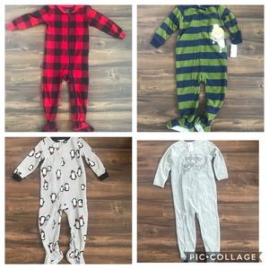 Bundle of footed fleece zip up sleepers pyjamas